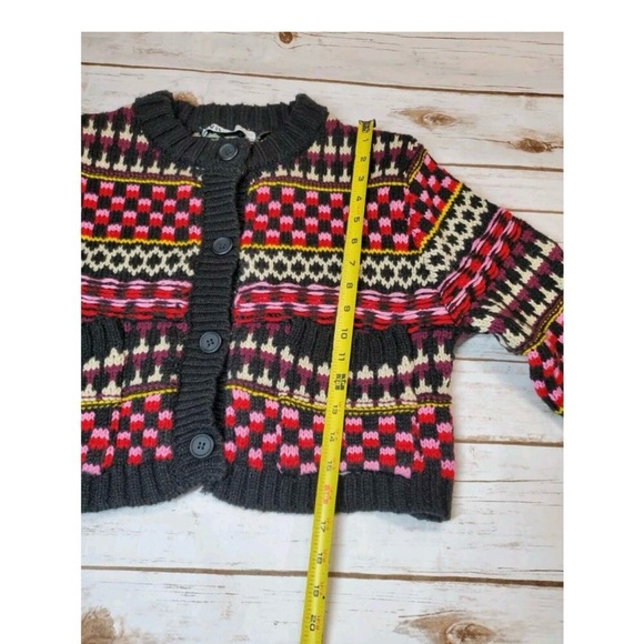 ZARA WOMEN'S COLORFUL CHUNKY KNIT BUTTON DOWN CARDIGAN BLACK--SIZE SMALL - Picture 6 of 9